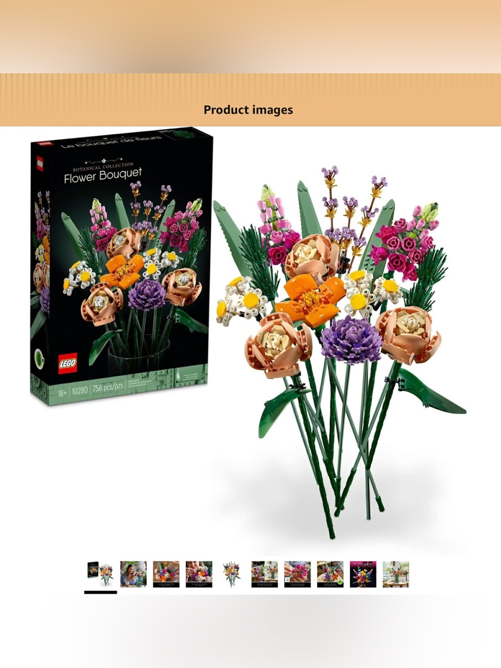 LEGO Botanical Flower Bouquet - Pink, Purple, Orange, Green, White, Tan